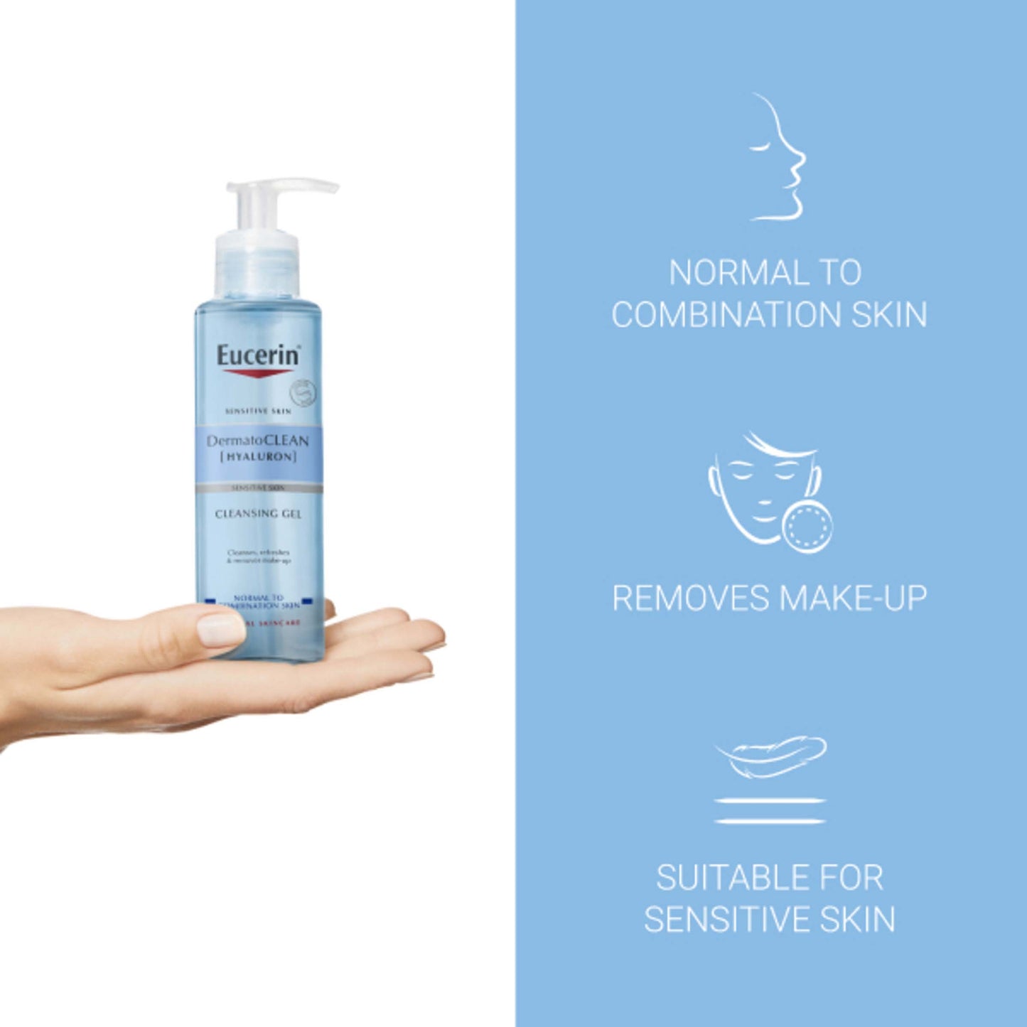 يوسيرين ديرماتو كلين [هيَالورون] جل منظف 200 مل  Eucerin DermatoCLEAN [HYALURON] Cleansing Gel.