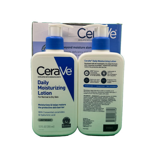 لوشن الترطيب اليومي من سيرافي 355 مل علبه بها قطعتين CeraVe Daily Moisturizing Lotion