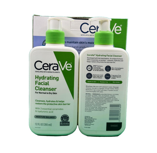 منظف سيرافي المرطب للوجه 355مل علبه بها قطعتين CeraVe Hydrating Facial Cleanser